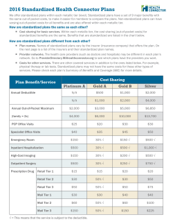 2016 Standardized Health Connector Plans