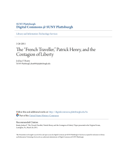 The &ldquo;French Traveller,&rdquo; Patrick Henry, and the Contagion of Liberty