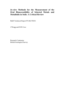 In-vitro Methods for the Measurement of the Oral Bioaccessibility of