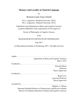 Memory and Locality in Natural Language Richard Landy Jones