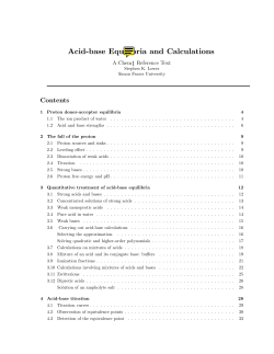 Acid-base Equilibria and Calculations