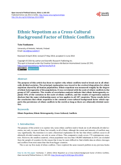 Ethnic Nepotism as a Cross-Cultural Background Factor of Ethnic