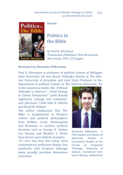 Politics in the Bible - International Journal of Orthodox Theology