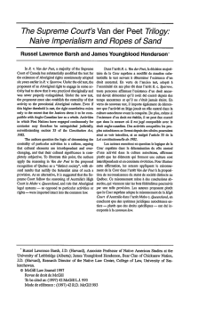 The Supreme Court`s Van der Peet Trilogy