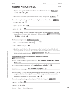 Chapter 7 Test, Form 2A (continued)