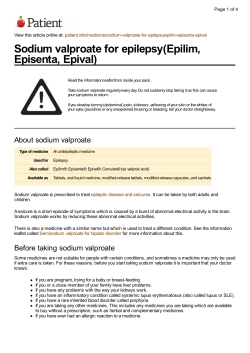 Sodium valproate for epilepsy(Epilim, Episenta, Epival)