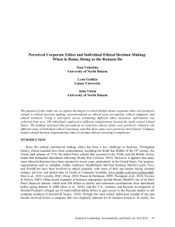 Perceived Corporate Ethics and Individual Ethical