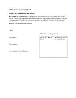 HOMS Packet directions 4/25-4/26 Section One: Self Definition and