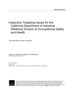 Inspection Targeting Issues for the California Department of