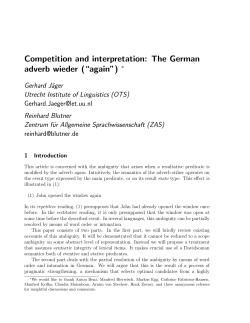 Competition and interpretation: The German adverb wieder (&ldquo;again&rdquo;)