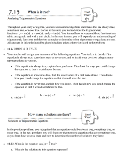 7.13 Solving Trig Equation