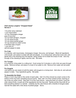 Chef Jeremy Langlois &ldquo;Chopped Salad&rdquo; Serves 4 1 lb jumbo lump