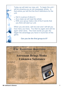 Astronaut Brings Home Unknown Substance