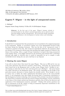 Eugene P. Wigner &ndash; in the light of unexpected events