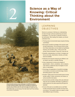 2 Science as a Way of Knowing: Critical Thinking about the