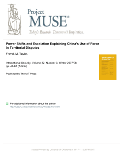 Power Shifts and Escalation Explaining China`s Use of Force in