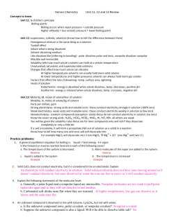 Honors Chemistry Unit 11, 12 and 13 Review