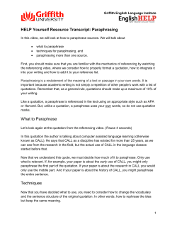 HELP Yourself Resource Transcript: Paraphrasing What to