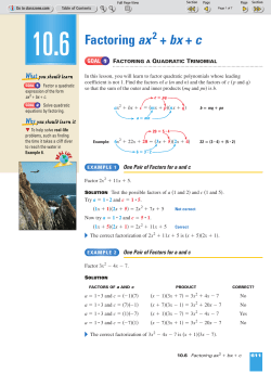 Factoring ax + bx + c
