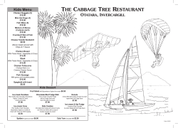 Kids Menu - The Cabbage Tree