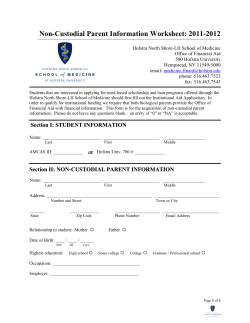 Non-Custodial Parent Information Worksheet: 2011-2012