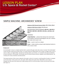 SIMPLE MACHINE: ARCHIMEDES` SCREW