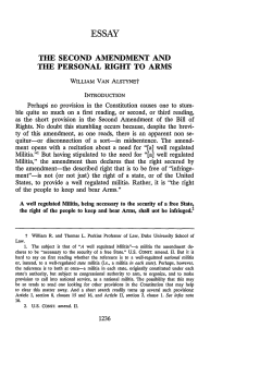 The Second Amendment and the Personal Right to Arms