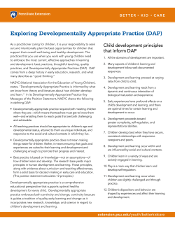 Exploring Developmentally Appropriate Practice (DAP)