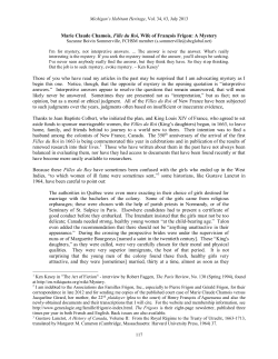 Marie Claude Chamois, Fille du Roi, Wife of Fran&ccedil;ois