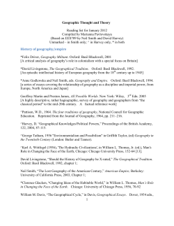 1 Geographic Thought and Theory Reading list for January 2012