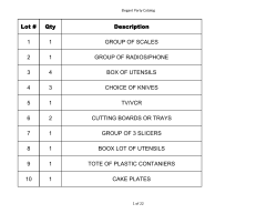 Lot # Qty Description 1 1 GROUP OF SCALES 2 1 GROUP OF