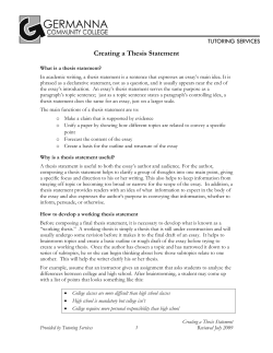 Creating a Thesis Statement - Germanna Community College