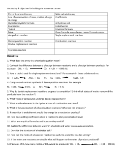 Percent composition eq Mole calculation eq Law of conservation of