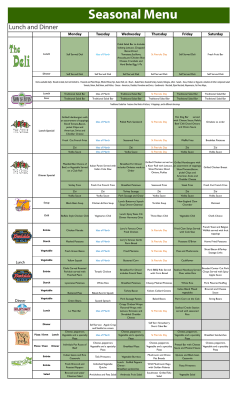 Seasonal Menu