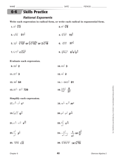 6-6 Skills Practice Rational Exponents
