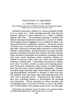 TOXICOLOGY IN CHILDREN* Accidental poisoning in children by