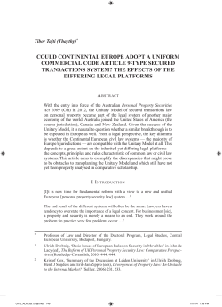 Tajti, Tibor --- "Could Continental Europe Adopt a Uniform