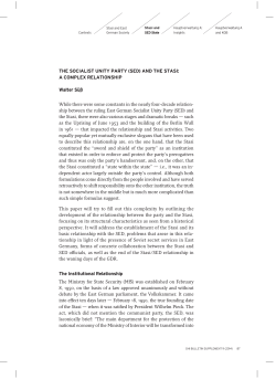 THE SOCIALIST UNITY PARTY (SED) AND THE STASI