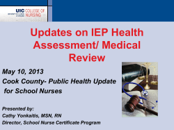Updates on IEP Health Assessment/ Medical Review