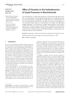 Effect of Viscosity on the Hydrodynamics of Liquid Processes in