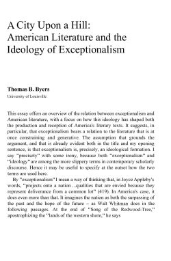 A City Upon a Hill: American Literature and the Ideology