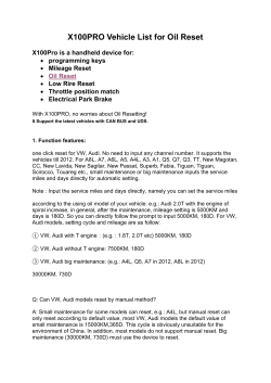 X100PRO Vehicle List for Oil Reset