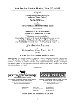 For Sale by Auction Wednesday 22nd April, 2015