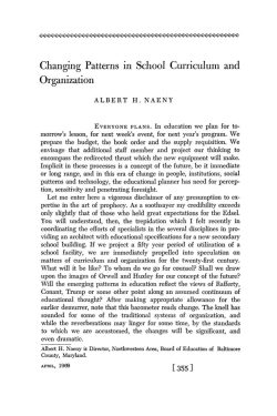 Changing Patterns in School Curriculum and Organization