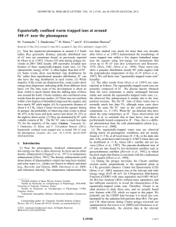 Equatorially confined warm trapped ions at around 100 eV near the