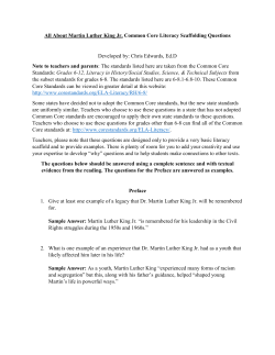 All About Martin Luther King Jr. Common Core Literacy Scaffolding