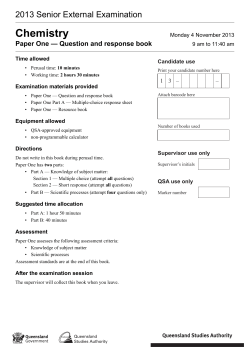 2013 Senior External Examination Chemistry Paper One