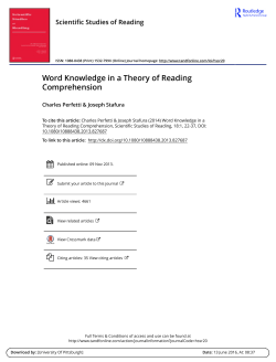 Word knowledge in a theory of reading comprehension. Scientific