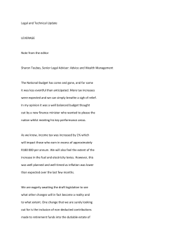 Legal and Technical Update LEVERAGE Note from the editor