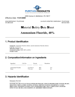 Material Safety Data Sheet Ammonium Fluoride, 40%